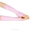 mitaines chaudes en coton pour femmes, manches de rosée, tricotées, mitaines rayées, gants sans doigts, chauffe bras
