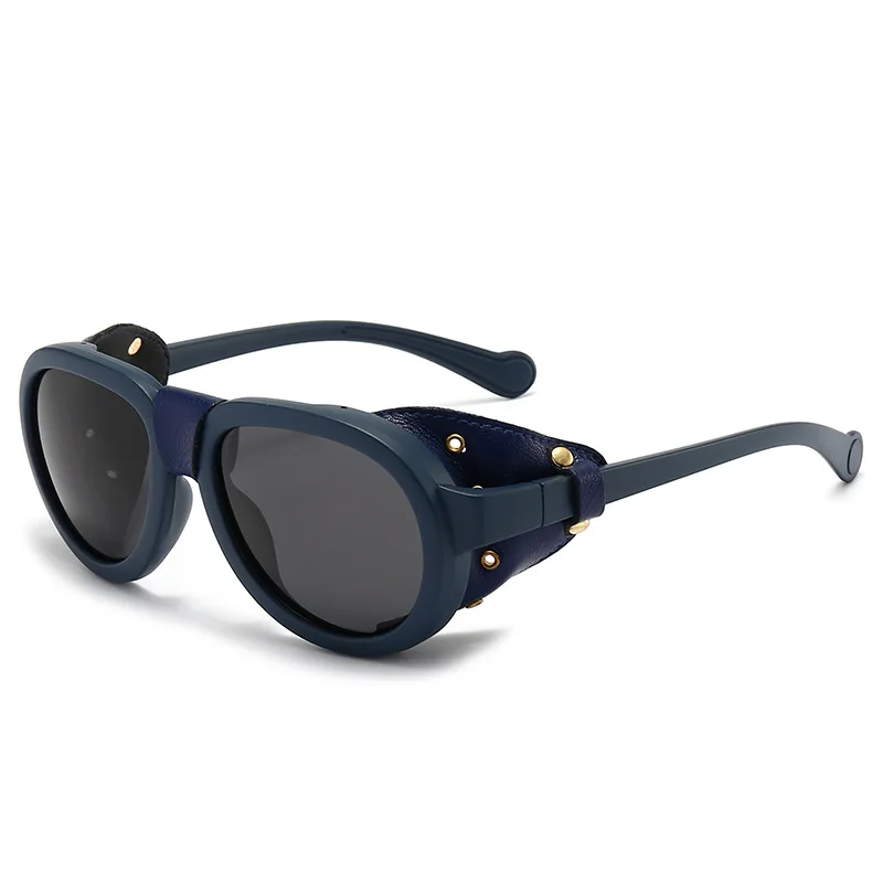 Lunettes de soleil polarisées pour femmes et hommes, rondes, en cuir, Steampunk, vintage, de luxe, GOcornerLES, marque de créateur, Oculos UV400 Gafas