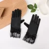 gants élégants en dentelle noire douce, à pois blancs, pour mariage, mariée, maille beige, mitaines à doigts longs pour banquet