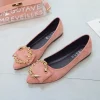 mocassins plats à bout pointu pour femmes, chaussures décontractées à talons bas, confortables, peu profondes, à enfiler, décoratives en métal
