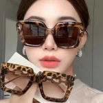 Lunettes De soleil surdimensionnées imprimées léopard pour femmes, marque De styliste, Vintage, carrées, grande monture, UV400 Oculos De Sol