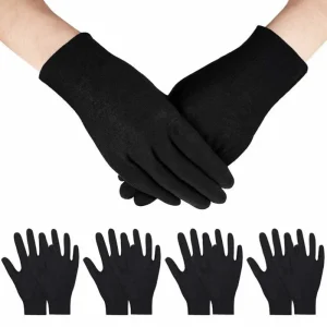 6/12 paires de gants en coton noir doux hydratant nuit eczéma gants en tissu extensible lavable bijoux Inspection gants de travail
