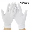 1 paire de gants en coton blanc pour hommes et femmes, étiquette à doigt complet, pour serveurs/conducteurs/bijoux/travailleurs, mitaines d&rsquo;absorption de la sueur