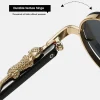 lunettes de soleil en métal de style steampunk pour hommes avec jambes guépard femmes marque de luxe uv400 protection des yeux lunettes de soleil nuances vintage