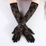 Gants de conduite longs et élégants pour femmes, blanc, noir, crème solaire, sexy, anti-UV, élasticité, dentelle, maille, chauffe-bras, été