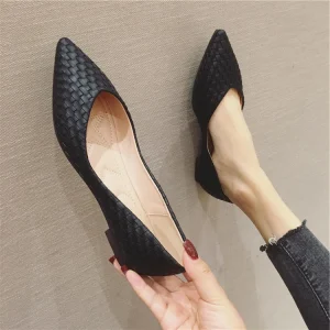 Chaussures plates à bouts pointus pour femmes, grande taille 44 45 46, robe d&rsquo;été confortable à enfiler, chaussures décontractées pour usage quotidien