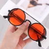 lunettes de soleil steampunk gothiques classiques pour hommes et femmes, lunettes de soleil à monture ronde en métal vintage, nuances uv400, marque de créateur, haute qualité