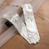 gants de mariée princesse élégants pour fête de mariage, en dentelle et satin, longueur eblow, accessoire de mariée, gants de soirée formels pour fête de noël