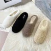2025 hiver laine pantoufles femmes bouclés fourrure de mouton chaussures plates chaud confortable sans lacet pantuflas maison diapositives femme coton laine d'agneau mules