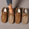 Chaussures plates pour femmes à la mode, confortables et pratiques, chaussures simples basses à lacets à bouche peu profonde, chaussures plates décontractées