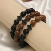 Prière hommes pierre naturelle bois perles chapelet hématite croix Bracelets Onyx méditation Bracelet femmes Yoga bijoux Homme Pulsera