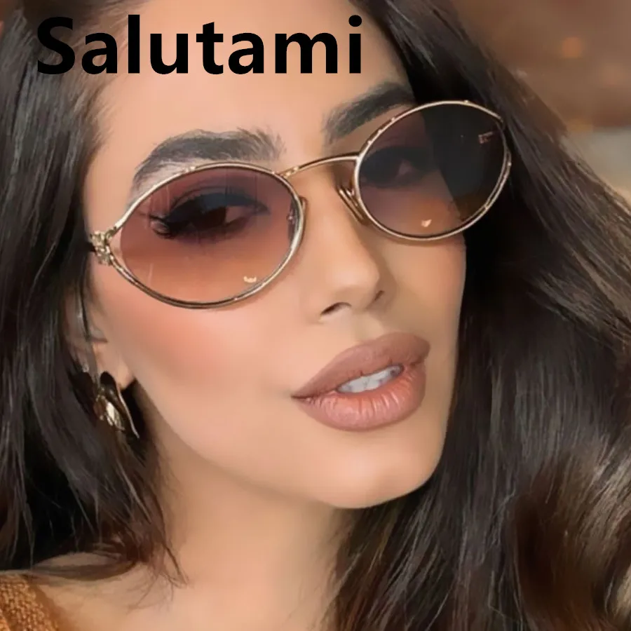 Vintage petites lunettes de soleil en alliage ovale femmes nouvelle marque de mode élégant sexy lunettes de soleil dames à la mode conduite dégradé nuances uv400