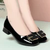 chaussures en cuir brillantes pour femmes, élégantes, respirantes, confortables, plates, talons carrés, tendance, bureau, colonne vertébrale, printemps, 2.5, 2025, 03/3