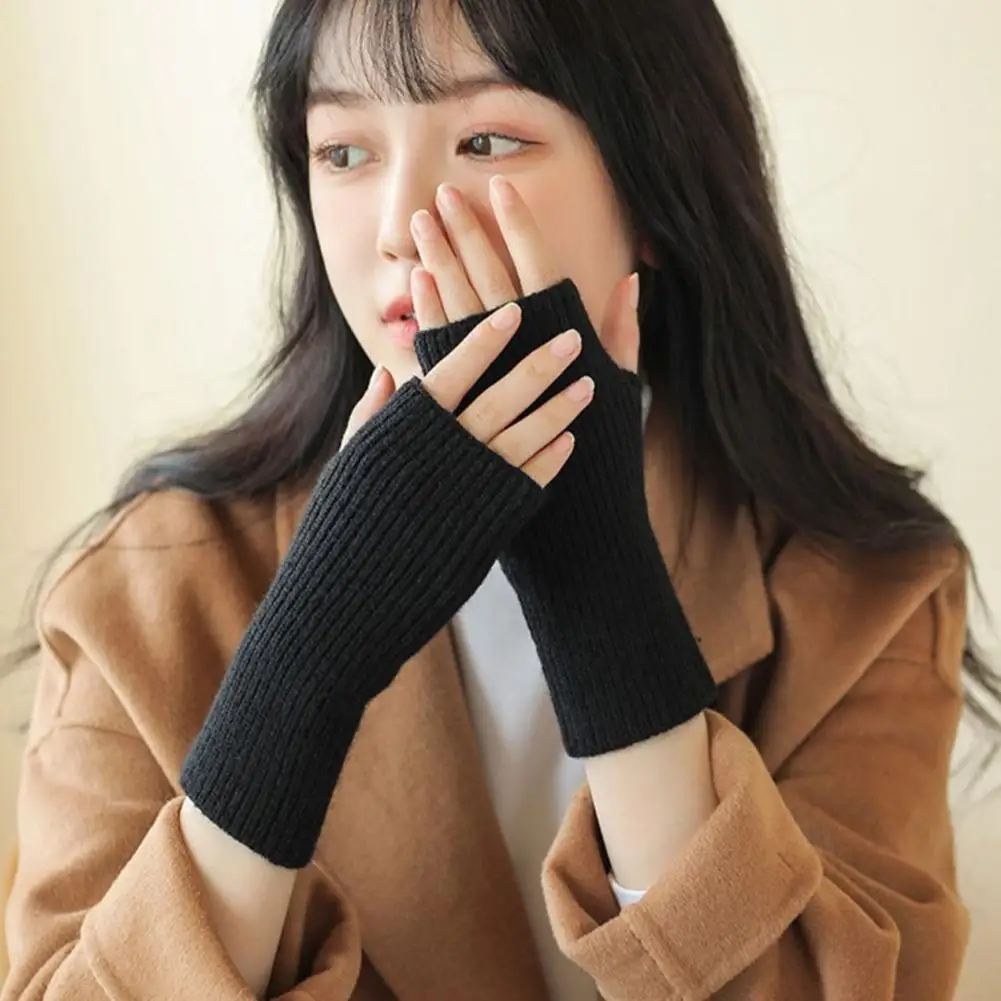 gants sans doigts pour femmes et hommes, tricotés chauds d'hiver pour écran tactile, gants thermiques unisexes d'automne