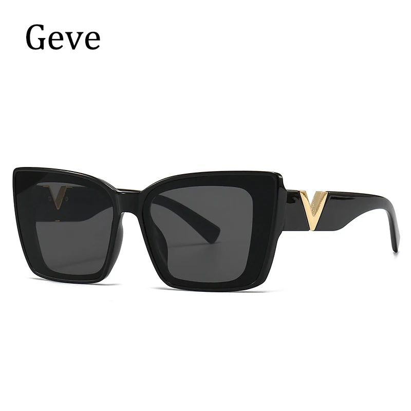 Lunettes de soleil œil de chat élégantes, Vintage, marque de luxe de styliste, noires, surdimensionnées, carrées, UV400, 2023
