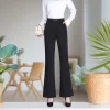 pantalons décontractés évasés noirs pour femmes, nouvel été, taille haute, slim, pantalons pour femmes d'âge moyen