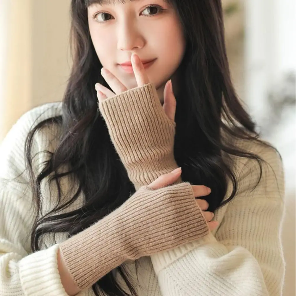 gants sans doigts pour femmes et hommes, tricotés chauds d'hiver pour écran tactile, gants thermiques unisexes d'automne