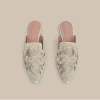 velours broderie fleur mules femme chaussures élégantes pointu bout fermé pantoufles sans lacet chaussures plates diapositives femmes pantuflas sandalias