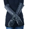 gants de coude longs doublés pour femmes, gants en cuir, doux, chauds, soirée, mode, hiver
