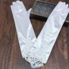 gants de mariée en satin et dentelle élégante, longueur eblow, gants de fête de noël en dentelle blanche, gants de mariage