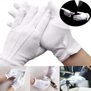 2 paires de gants en coton blanc pour hommes, uniforme de smoking formel, garde d&rsquo;honneur, défilé, cérémonie, Costume, bijoux Cosplay, gants de majordome