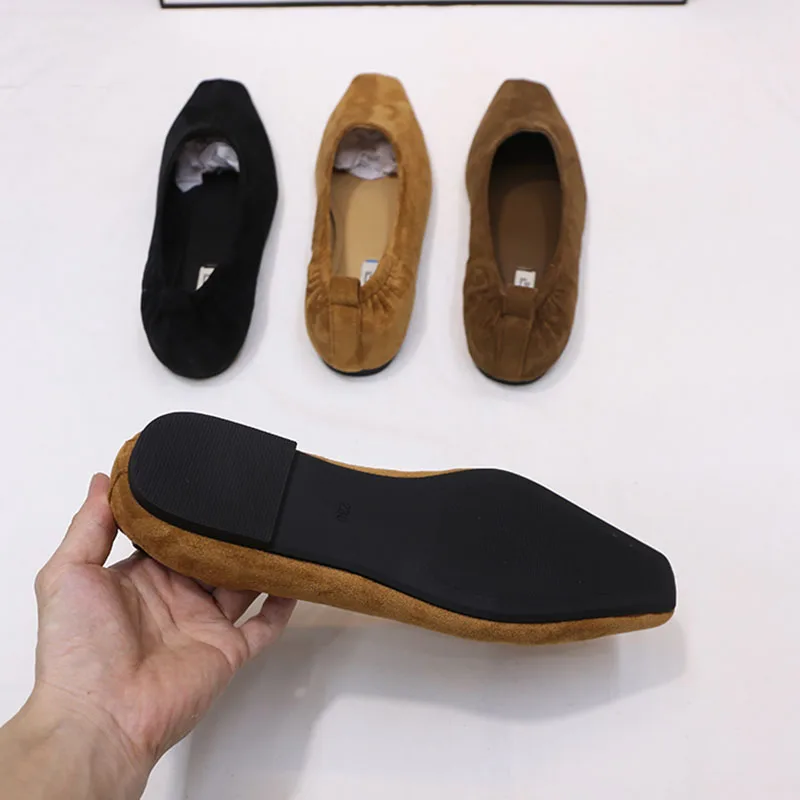 2025 automne femmes chaussures plates doux talon plat unique noir chaussures mode bout rond peu profond sans lacet bateau chaussures mujer nouvelle femme