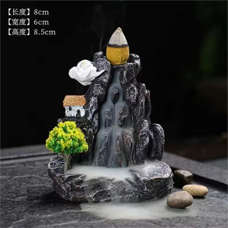 Brûleur d'encens montagnes rivière cascade parfum cheminée reflux arôme fumée Zen encensoir décoration pour la maison
