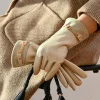 gants d'hiver élégants en daim pu pour femmes, velours chaud, coupe vent, pour écran tactile, cyclisme en plein air, équitation, g427