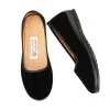 chaussures plates confortables chaussures de travail à fond souple pour femmes chaussures de protocole d'hôtel bouche noire chaussures de maman à bouche basse bout rond ligne de coton