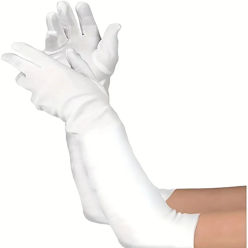 Gants longs en satin à coude, élégants, noirs et blancs, soyeux, années 1920, style vintage, fête, bal, mariage, manches décoratives pour femmes, 20,8 pouces