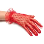 Gants courts élégants en dentelle pour femmes, mitaines de conduite, longueur du poignet, filet de poisson transparent, blanc, sexy, Rh, fête, dames, mariée, nouveau