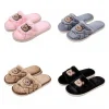 pantoufles ours doux et pelucheux, pantoufles chaudes antidérapantes de dessin animé, chaussures plates épaisses à bout ouvert pour l'hiver, pour la maison