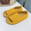 pantoufles plates d'été en daim pour femmes, chaussures décontractées à fond épais, sandales polyvalentes à bout ouvert, chaussures de plage pour vacances en plein air, mocassins paresseux
