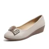 Chaussures de travail plates à fond souple pour femmes, bout rond, rembourrées, Support de voûte plantaire, antidérapantes, décontractées, confortables, printemps-automne Chaussures de travail plates à fond souple pour femmes, bout rond, rembourrées, Support de voûte plantaire, antidérapantes, décontractées, confortables, printemps-automne