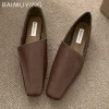 chaussures plates femmes mocassins chaussures élégant en cuir bout carré chaussures souples 2025 tendance nouvelle marque hiver marche confort chaussures femme