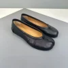 fendu parker ballerines en cuir plissé pour femmes, chaussures tabi, mocassins à enfiler décontractés, espadrilles pour dames, mode