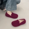 chaussures plates mode bout rond bouche profonde daim semelle souple anti dérapant résistant à l'usure chaussures en laine