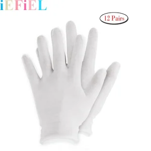 Gants de travail réutilisables en coton, 12 paires, doux, pour les mains sèches, hydratants, cosmétiques, eczégypti, spa, pièce de monnaie, inspection de bijoux