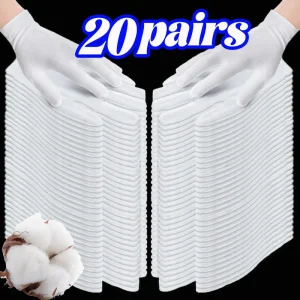 Gants de Travail Blancs en Coton Doux pour Mains Sèches, Manutention de Film, SPA, Cérémonies, Accessoires de Livres Ménagers, 1 à 20 Paires