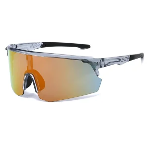 Lunettes de soleil de sport surdimensionnées pour hommes, lunettes de cyclisme, miroir, pour l&rsquo;extérieur, tendance, enveloppées, Anti-UV, pour l&rsquo;équitation