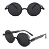 lunettes de soleil de style steampunk unisexe, monture ronde, rétro classique, lentille colorée, lunettes de soleil gothiques punk, mode
