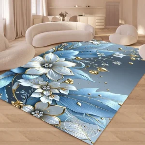 Tapis de luxe à motif Floral, antidérapant, avec support en caoutchouc, pierres précieuses en diamant, pour décoration de maison moderne, salon, 3D Tapis de luxe à motif Floral, antidérapant, avec support en caoutchouc, pierres précieuses en diamant, pour décoration de maison moderne, salon, 3D