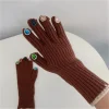 gants chauds d'hiver pour femmes, en tricot avec décors sur le bout des doigts, mitaines de luxe, livraison directe