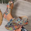 2025 femmes sandales plates confortables sandales plates imprimé bohême style romain chaussures pour femmes chaussures de mode sandalias de mujer