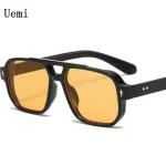 Lunettes de soleil carrées rétro à Double pont pour femmes et hommes, Design de luxe à la mode, Rivets, nuances tendance, UV400, nouvelle collection