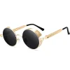 Lunettes de soleil steampunk gothiques classiques pour hommes et femmes, lunettes de soleil vintage, monture ronde en métal, créateur de marque, haute qualité, UV400