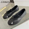 ballerines plates en cuir véritable pour femmes, mocassins ronds, nœud papillon, confort, loisirs, chaussures de marche, offres spéciales