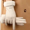 gants confortables pour écran tactile beige avec doublure en peluche offrant une protection d'hiver épaisse et chaude pour les loisirs de plein air