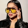 Lunettes de soleil carrées surdimensionnées pour femmes et hommes, Punk, mode, grand cadre, Vintage, cyclisme, nuances rétro dégradées, UV400