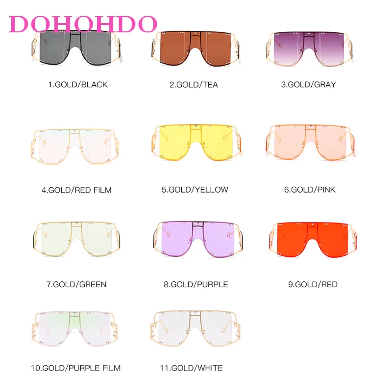 Lunettes de soleil surdimensionnées une pièce pour femmes et hommes, marque de mode de styliste, Rivets à grande monture, nuances Punk, lunettes de conduite de voyage UV400